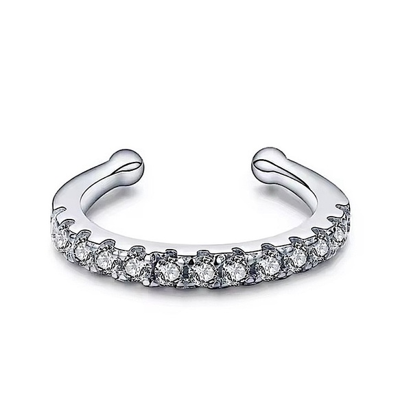 White‎ Gold Filled Simulated Diamond Ear Cuff, No Piercing, Cartilage Earring - Picture 3 of 13